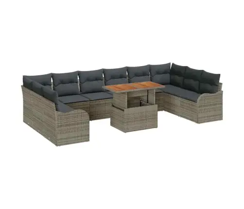 Sodo Sofų Rinkinys Su Pagalve 11 Pcs Pilka 100 X 55 X 73 Cm