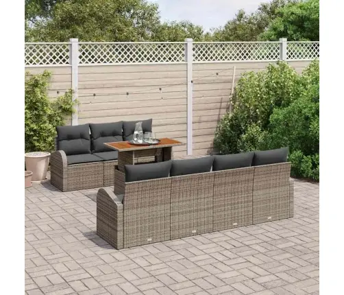 Sodo Sofų Rinkinys Su Pagalve 8 Pcs Pilka