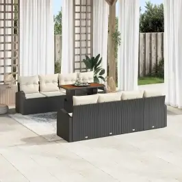 Dārza Dīvānu Komplekts Ar Spilvenu 7 Pcs Melna Un Krēmkrāsas Vidaxl