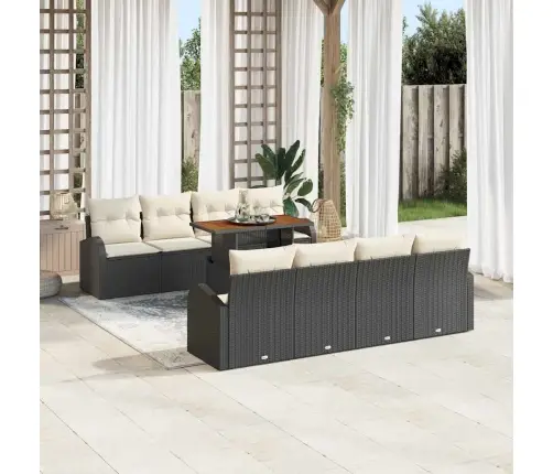 9 Gabalu Dārza Ēdamgalds Ar Spilveniem Melnā Poli Rotangpalmas Akācijā Vidaxl 9 Gabalu Dārza Ēdamgalds Ar Spilveniem Melnā Poli Rotangpalmas Akācijā Vidaxl