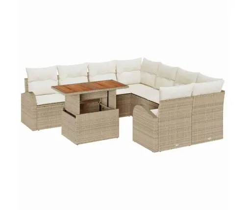 9 Gab. Dārza Ēdamsets Ar Spilveniem Bēšs Poliratanas Akācija Vidaxl