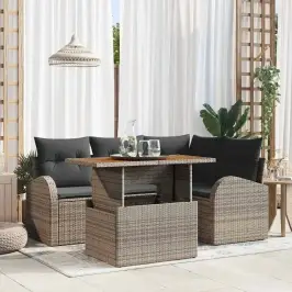 Dārza Dīvānu Komplekts 5 Pcs Pelēka 100 X 55 X 73 Cm Vidaxl