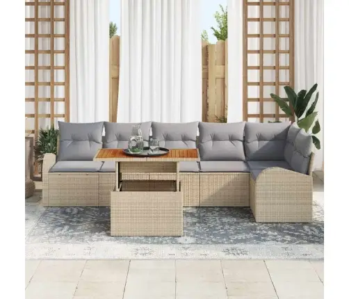 Aia Diivanikomplekt Padjaga 7 Pcs Beež Ja Helehall Aia Diivanikomplekt Padjaga 7 Pcs Beež Ja Helehall