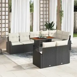 Dārza Dīvānu Komplekts Ar Spilvenu 9 Pcs Melna Un Krēmkrāsas Vidaxl
