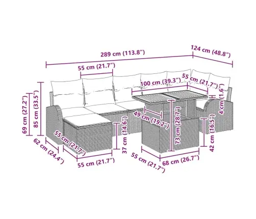 Aia Diivanikomplekt Padjaga 8 Pcs Beež Ja Helehall