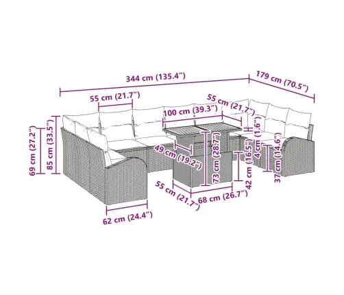 Aia Diivanikomplekt Padjaga 11 Pcs Must Ja Kreemjas