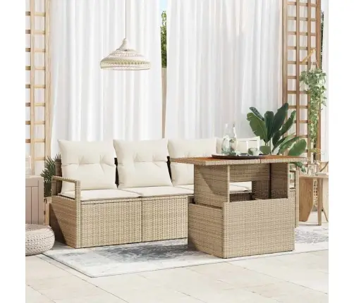 5 Gabalu Dārza Dīvānu Komplekts Ar Spilveniem Bēšā Sintētiskā Rattan Akācija Vidaxl 5 Gabalu Dārza Dīvānu Komplekts Ar Spilveniem Bēšā Sintētiskā Rattan Akācija Vidaxl