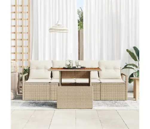 5 Gabalu Dārza Dīvānu Komplekts Ar Spilveniem Bēšā Sintētiskā Rattan Akācija Vidaxl 5 Gabalu Dārza Dīvānu Komplekts Ar Spilveniem Bēšā Sintētiskā Rattan Akācija Vidaxl