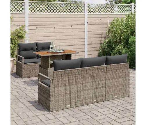 Sodo Sofų Rinkinys Su Pagalve 6 Pcs Pilka