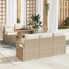 Dārza Dīvānu Komplekts 6 Pcs Bēša Un Krēmkrāsa 100 X 55 X 73 Cm Vidaxl