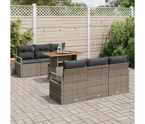 Sodo Sofų Rinkinys Su Pagalve 7 Pcs Pilka