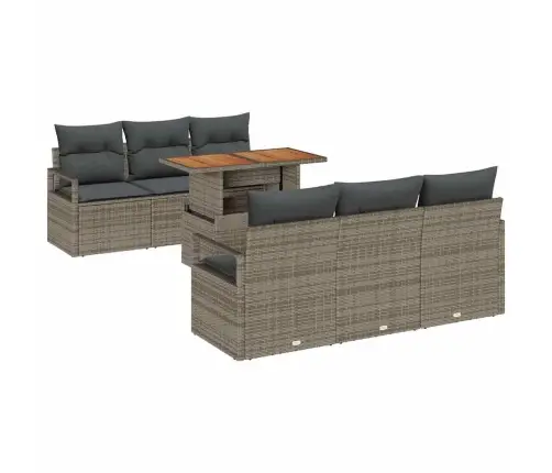 Sodo Sofų Rinkinys Su Pagalve 7 Pcs Pilka