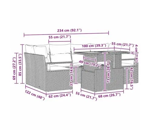 7 Daļu Dārza Dīvānu Komplekts Ar Spilveniem, Pelēks, Poli Rotangpalma, Akācija Vidaxl