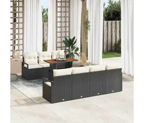 Dārza Dīvānu Komplekts 8 Pcs Melns, Krēms 100 X 55 X 73 Cm Vidaxl