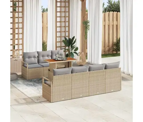 Dārza Dīvāna Komplekts Ar Spilvenu 8 Pcs Bēšs Un Pelēks Liels Vidaxl