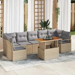 Dārza Dīvānu Komplekts 8 Pcs Bēšs Un Pelēks 100 X 55 X 73 Cm Vidaxl