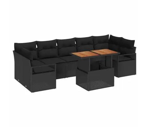 Āra Dīvānu Komplekts 8 Pcs Melna Liels Rāts Un Audums Vidaxl