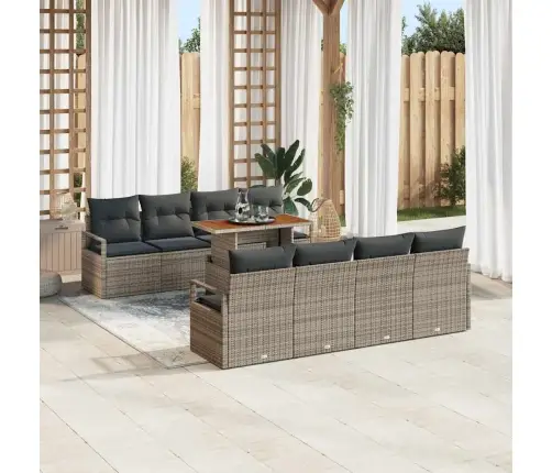 Sodo Sofų Rinkinys 9 Pcs Pilka Ir Ruda 100 X 55 X 73 Cm