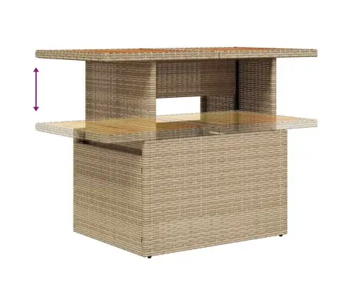 Aia Söögilaudade Komplekt 9 Pcs Beež Ja Hall 100 X 55 X 73 Cm