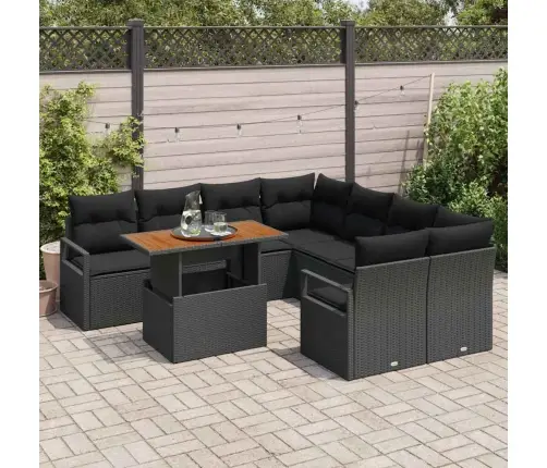 Dārza Dīvānu Komplekts 9 Pcs Melna Standarta Rotangpalma Vidaxl