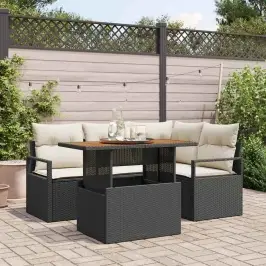 Dārza Ēdamgalds 5 Pcs Melns Un Krēmkrāsa 100 X 55 X 73 Cm Vidaxl