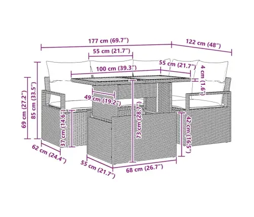 Sodo Valgomojo Komplektas 5 Pcs Pilka Ir Ruda 100 X 55 X 73 Cm Sodo Valgomojo Komplektas 5 Pcs Pilka Ir Ruda 100 X 55 X 73 Cm