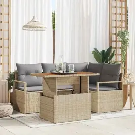 Dārza Ēdamgalds 5 Pcs Bēšs Un Pelēks 100 X 55 X 73 Cm Vidaxl