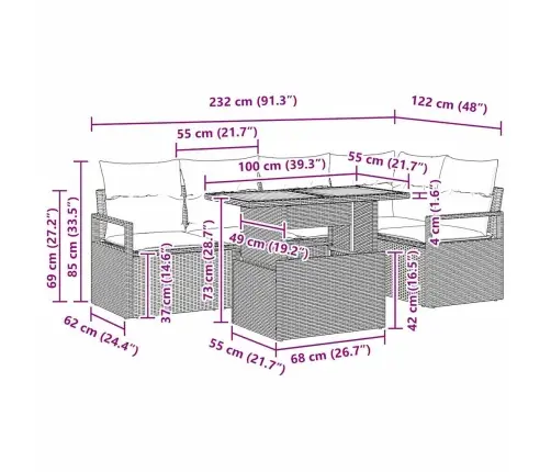 Sodo Valgomojo Komplektas Su Pagalve 6 Pcs Juoda Ir Kreminė