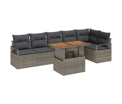 7 Daļu Dārza Dīvānu Komplekts Ar Spilveniem Pelēkā Krāsā Un Akācijā Vidaxl