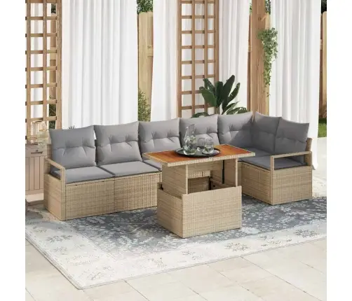 Aia Söögilaudade Komplekt Padjaga Padjaga 7 Pcs Beež Ja Hall