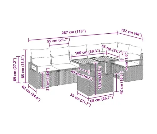 Sodo Valgomojo Komplektas Su Pagalve 7 Pcs Juoda Ir Ruda