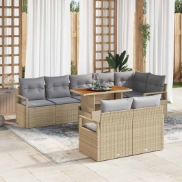 Dārza Dīvānu Komplekts 9 Pcs Bēšs Un Pelēks 100 X 55 X 73 Cm Vidaxl