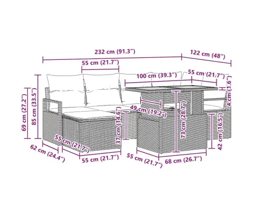 Sodo Valgomojo Komplektas Su Pagalve 7 Pcs Juoda Ir Kreminė Sodo Valgomojo Komplektas Su Pagalve 7 Pcs Juoda Ir Kreminė