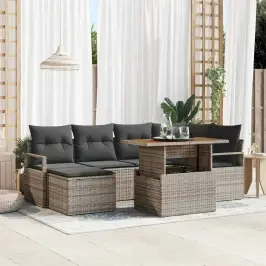 Dārza Ēdamgalds Ar Spilvenu 7 Pcs Pelēks Un Brūns Vidaxl