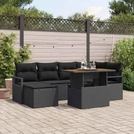 Dārza Ēdamgalds Ar Spilvenu 7 Pcs Melns Un Brūns Vidaxl