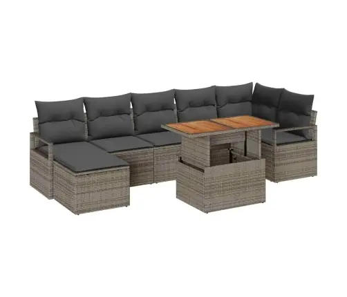 8 Daļu Dārza Dīvānu Komplekts Ar Pelēkiem Spilveniem Vidaxl