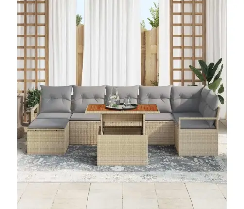 Aia Söögilaudade Komplekt Padjaga 8 Pcs Beež Ja Hall