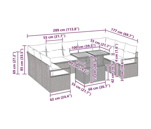 Aia Diivanikomplekt Padjaga Padjaga 10 Pcs Must Ja Pruun