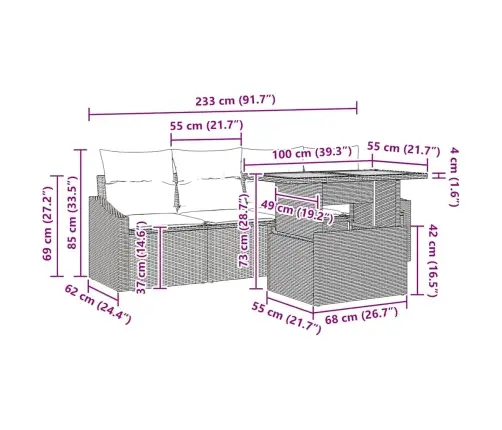 Aia Diivanikomplekt Padjaga 5 Pcs Must Polürooster