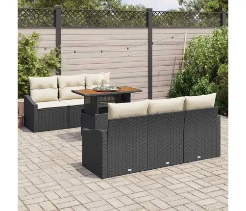 7 Daļu Dārza Galda Komplekts Ar Spilveniem, Melnā Poliratanā Vidaxl