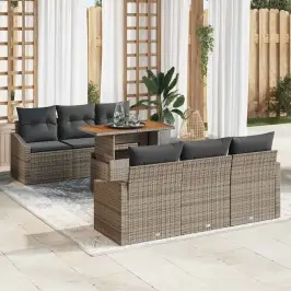 Dārza Dīvānu Komplekts Ar Spilvenu 7 Pcs Pelēks Un Brūns Vidaxl