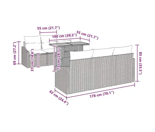 Sodo Sofų Rinkinys Su Pagalve Su Pagalve 7 Pcs Bežinė Ir Pilka Sodo Sofų Rinkinys Su Pagalve Su Pagalve 7 Pcs Bežinė Ir Pilka