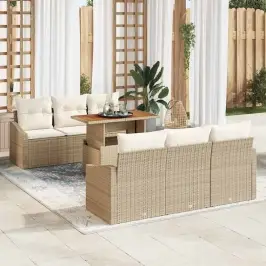 Dārza Dīvānu Komplekts 7 Pcs Bēšs Un Krēms 100 X 55 X 73 Cm Vidaxl