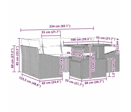 7 Cilvēku Dārza Galds Ar Spilveniem Pelēkā Poliratanā Un Akācijā Vidaxl