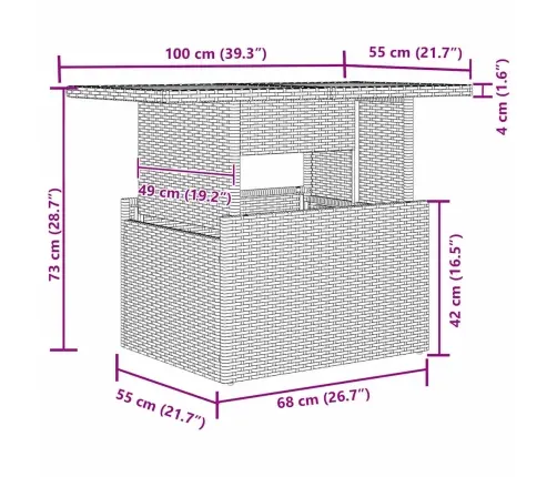 Aia Söögilaudade Komplekt Must Ja Pruun 100 X 55 X 73 Cm