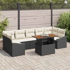 Sodo Valgomojo Komplektas Su Pagalve 8 Pcs Juoda Ir Kreminė