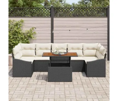 Sodo Valgomojo Komplektas Su Pagalve 8 Pcs Juoda Ir Kreminė Sodo Valgomojo Komplektas Su Pagalve 8 Pcs Juoda Ir Kreminė