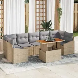 Aia Söögilaudade Komplekt 8 Pcs Beež Ja Hall 100 X 55 X 73 Cm
