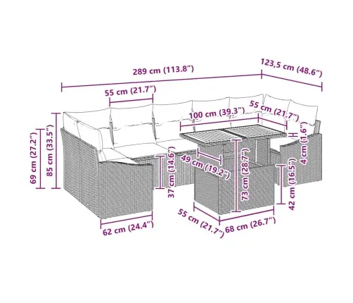 Aia Söögilaudade Komplekt 8 Pcs Beež Ja Hall 100 X 55 X 73 Cm Aia Söögilaudade Komplekt 8 Pcs Beež Ja Hall 100 X 55 X 73 Cm