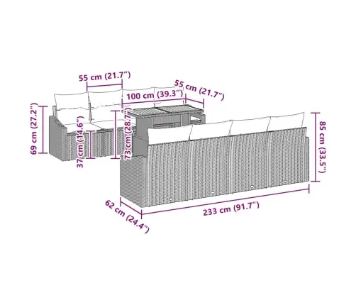 Aia Söögilaudade Komplekt Padjaga Padjaga 9 Pcs Must Ja Kreem